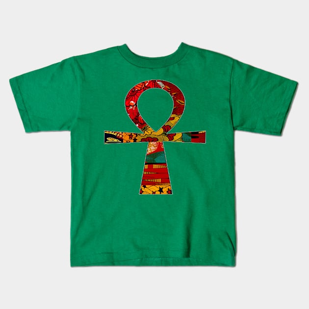 Red Floral Ankh Kids T-Shirt by artbyomega